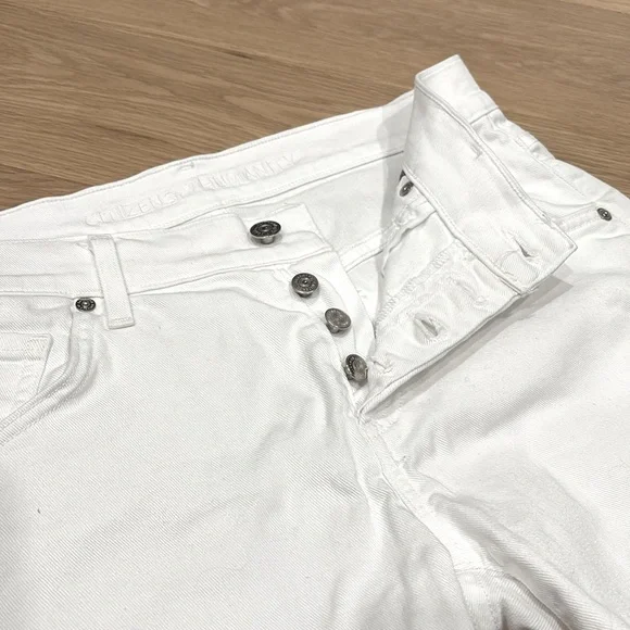 CITIZENS OF HUMANITY (26) White Denim Shorts Crisp Cotton Stretch Low Rise - Picture 5 of 12